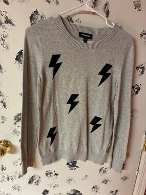 Express Light Gray Crewneck Sweater
